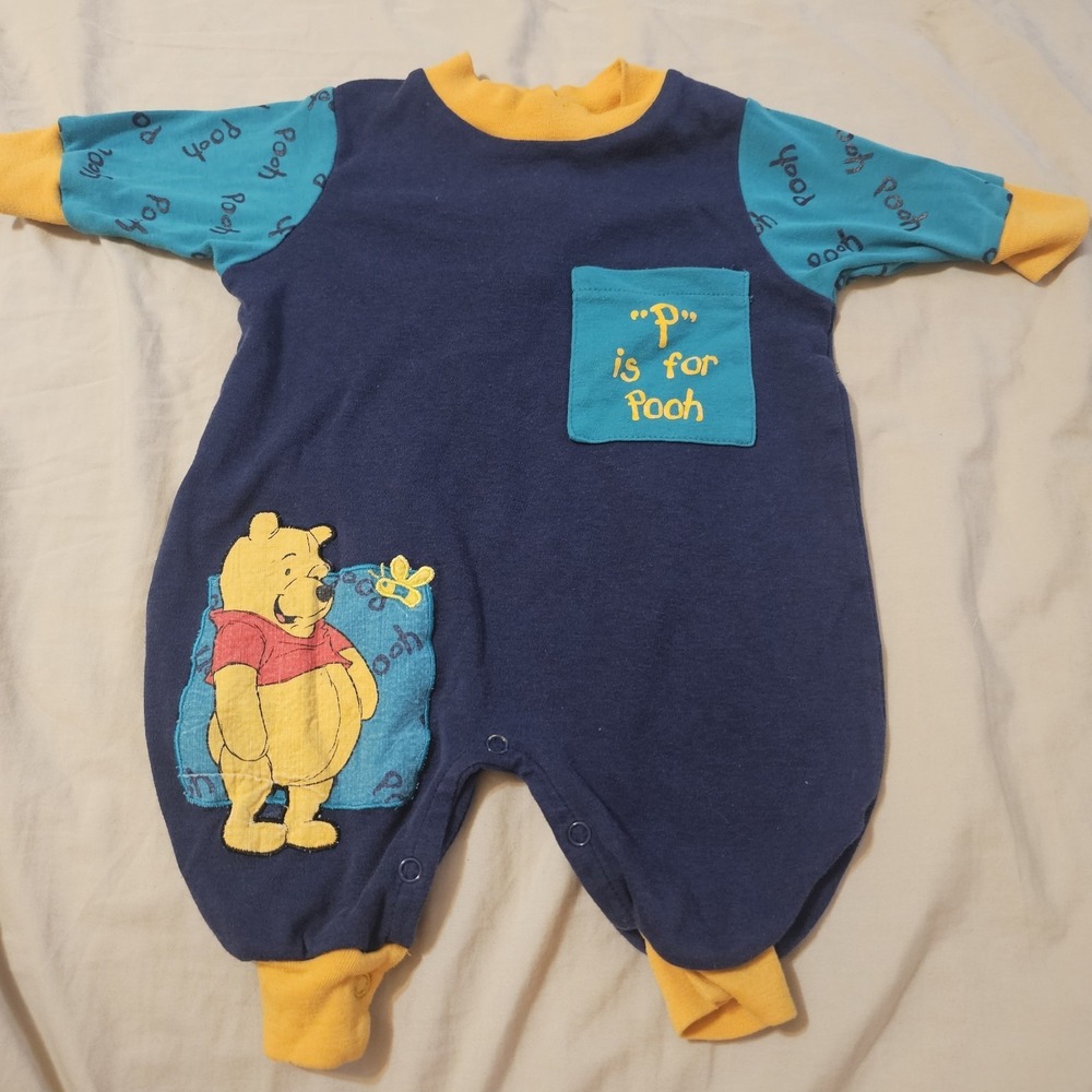 Vintage Disney Winnie the Pooh Outfit P Is For Pooh 3-6 Months Winter